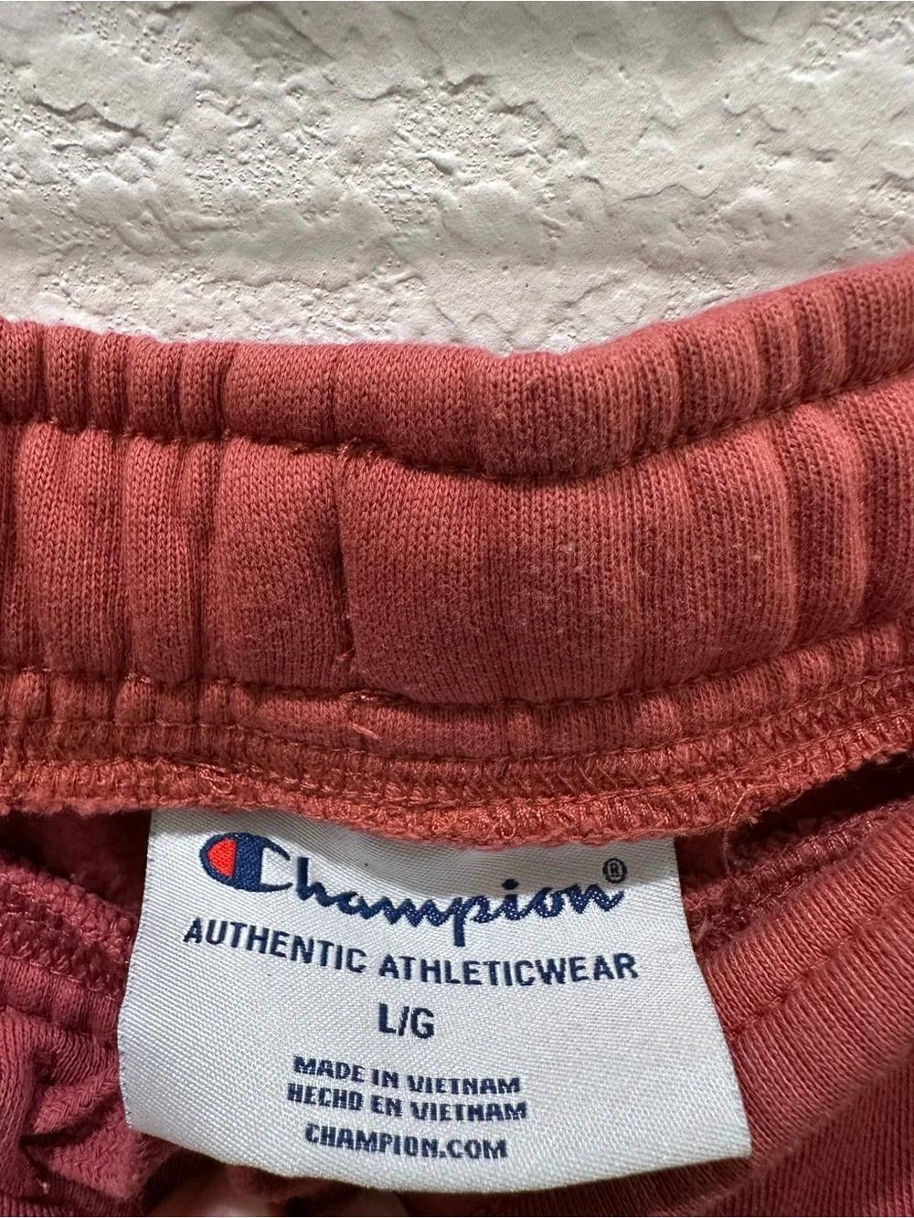 Champion Women Red Fleece Jogger Sweatpants Size Large Tapered Leg‎ Pockets
